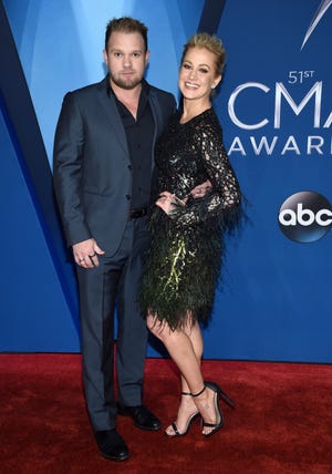 Kellie Pickler and Kyle Jacobs attend the 51st annual CMA Awards in 2017.