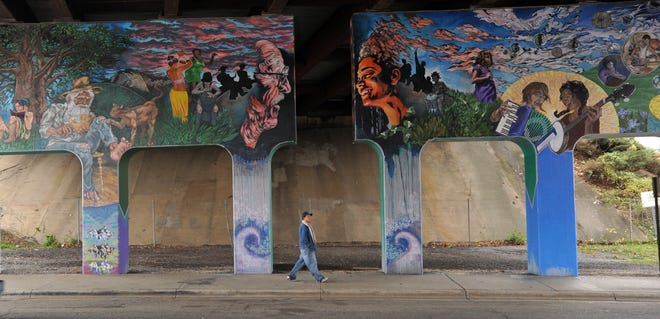 The North Carolina Department of Transportation removed a homeless encampment Feb. 1 from this area on North Lexington Street in Asheville, an underpass of Interstate 240. The area is marked by murals.
