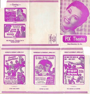 These Pix Theatre mail ads from 1955 helped Black Mountain residents learn what film releases were on the horizon.