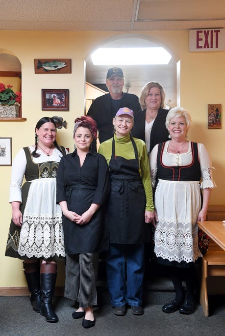 Members of the staff at Berliner Kindl German Restaurant in Black Mountain.