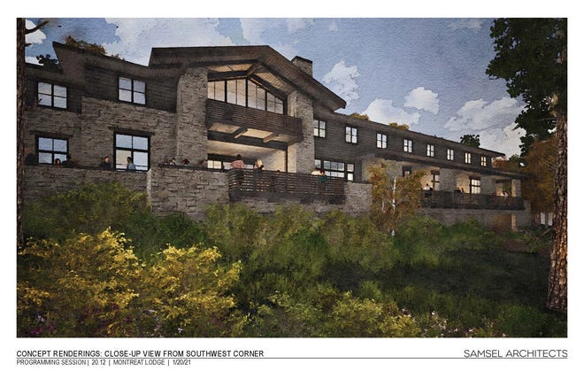 A concept rendering of the proposed Assembly Drive lodge.